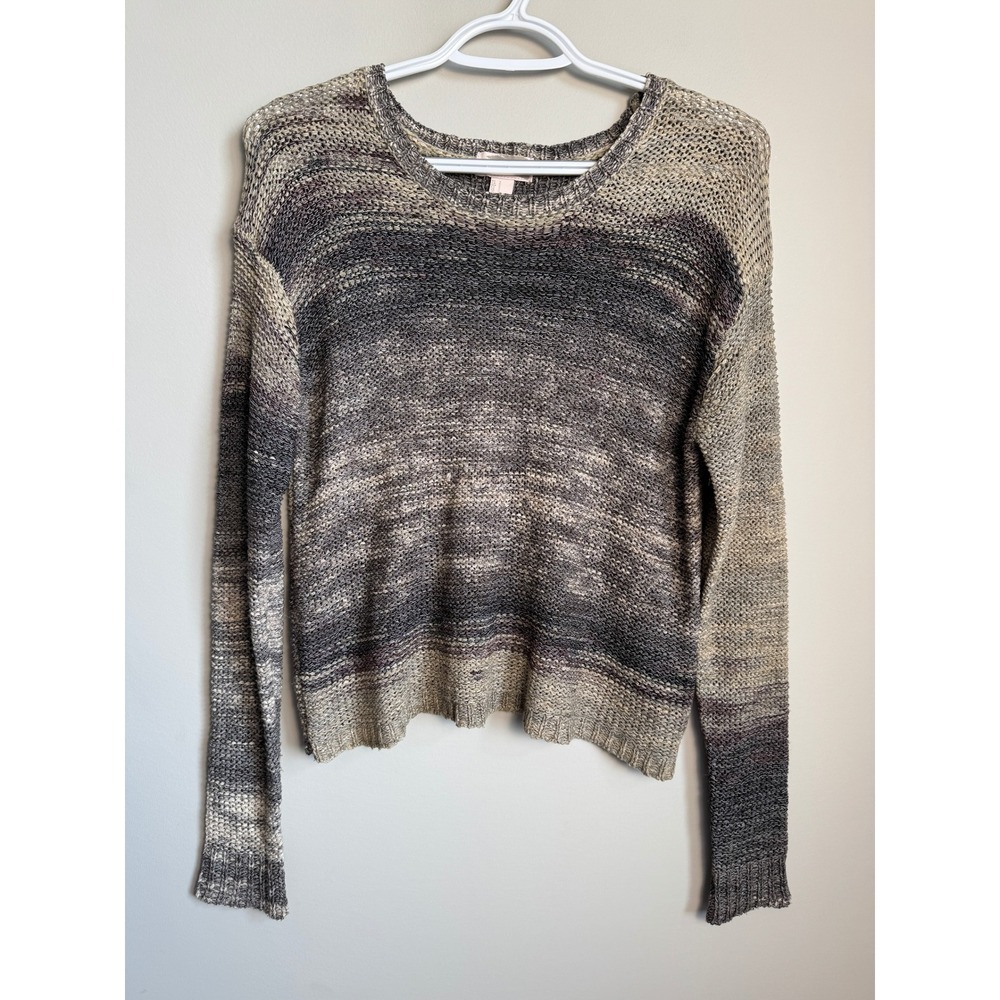 Forever 21 Contemporary Ombre Space Dye Knit Crewneck Sweater Tan Multi S Twee